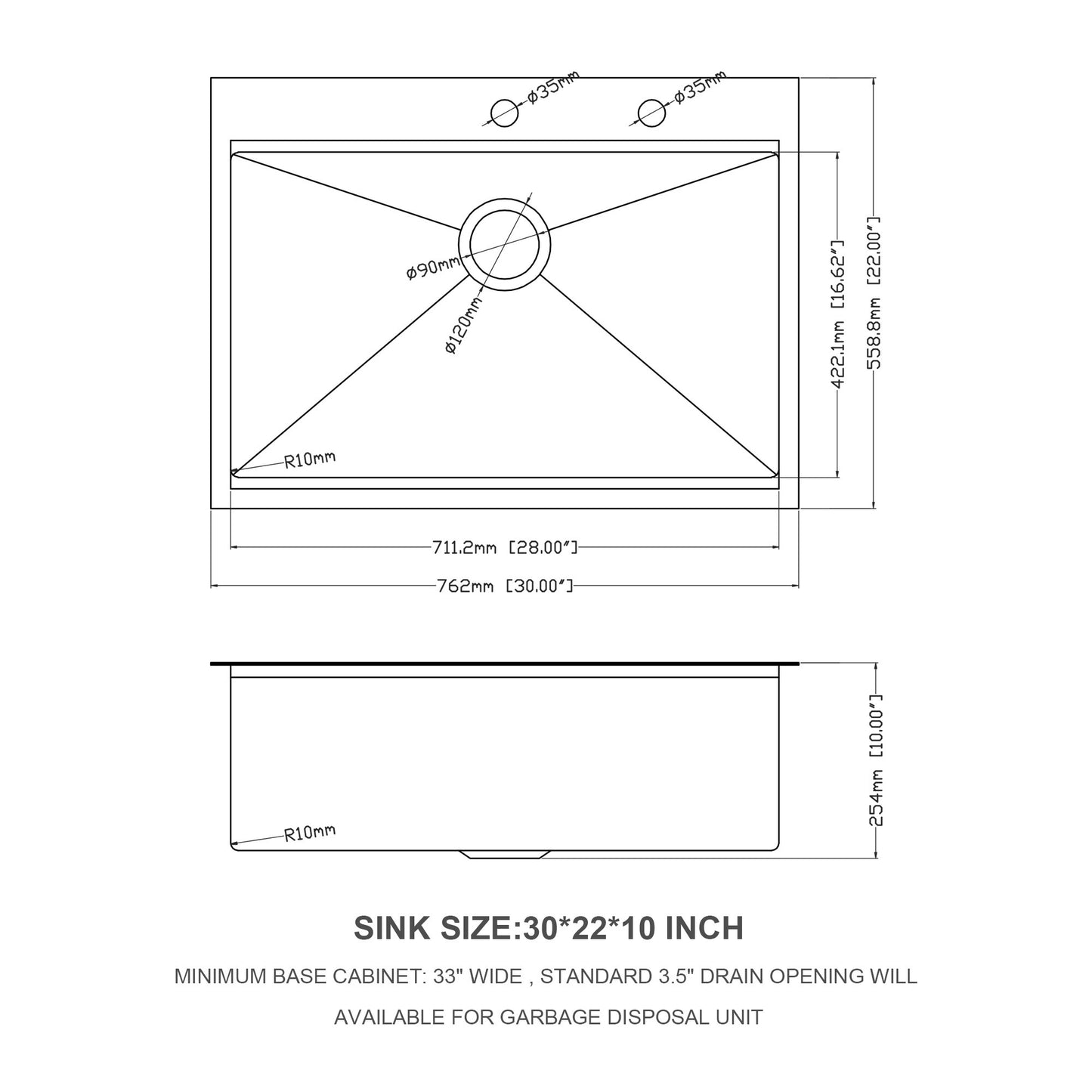 Gunmetal Black Stainless Steel 30 Inch Drop Kitchen Sink with Workstation Bowl