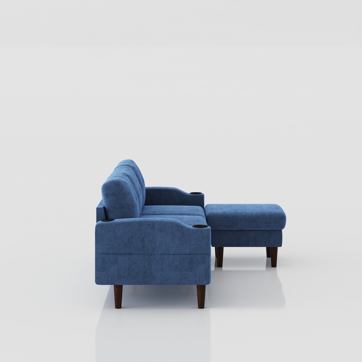 Convertible Combination Sofa Sofa L-Shaped Sofa with Storage Cabinet Footstool, Living Room Navy Blue Sofa, Living Room/Bedroom/Office/Small Space 3-Seater Combination Sofa