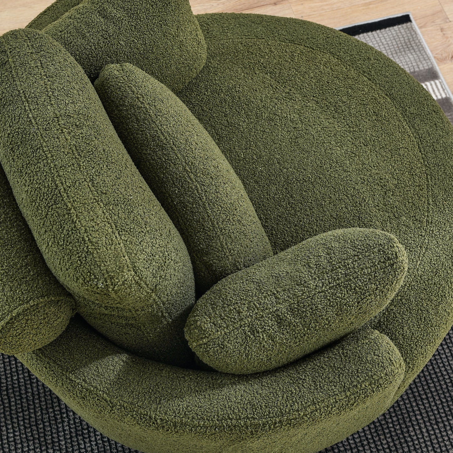 Oversized Swivel Chair with Ottoman and Pillows