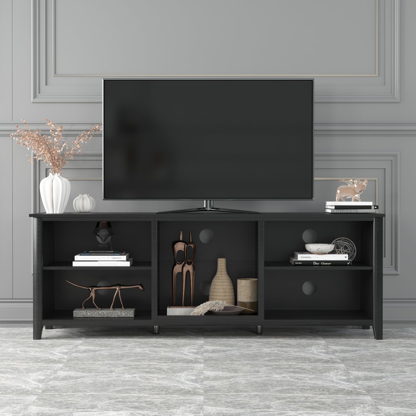 Traditional TV Stand with Spacious Storage and Durable Build