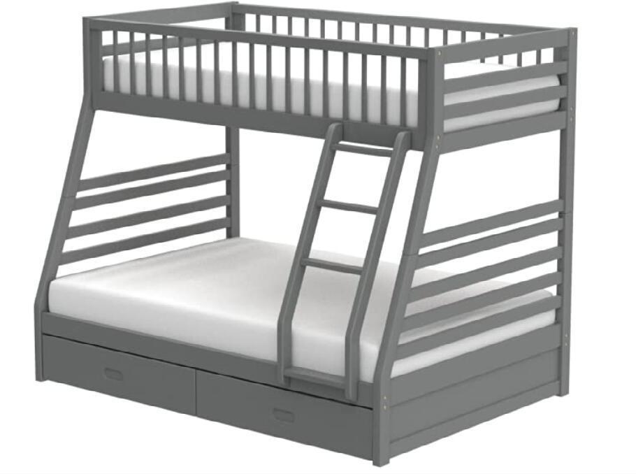 Jason Twin/Full Bunk Bed with Storage and Gray Finish