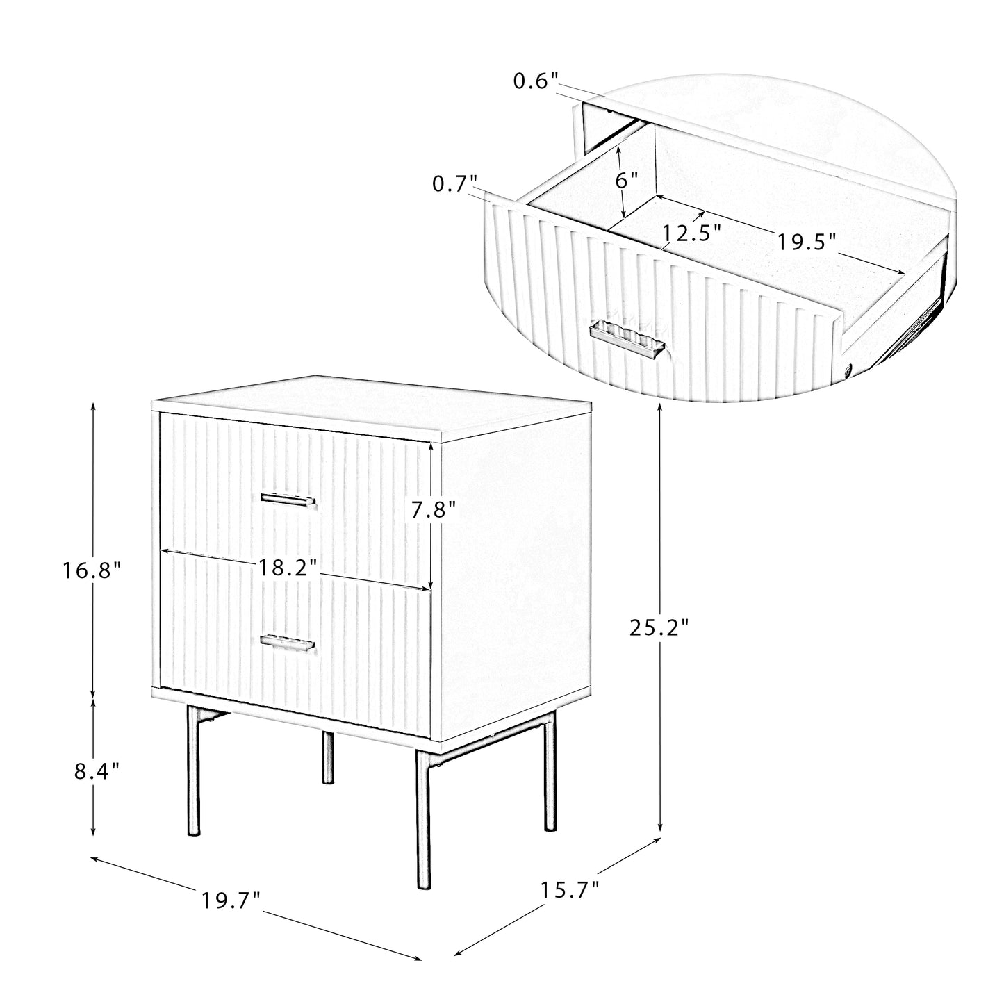 Sergio 2-Drawer Nightstand