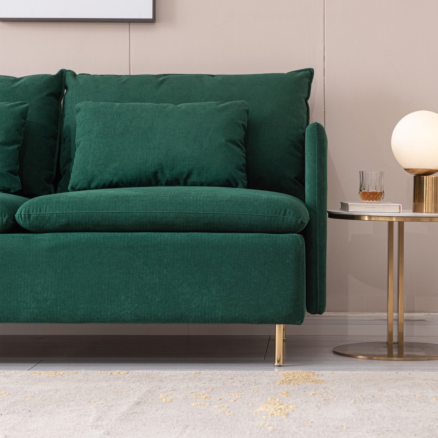 Modern Upholstered Loveseat Sofa,Emerald Cotton Linen-63.8''