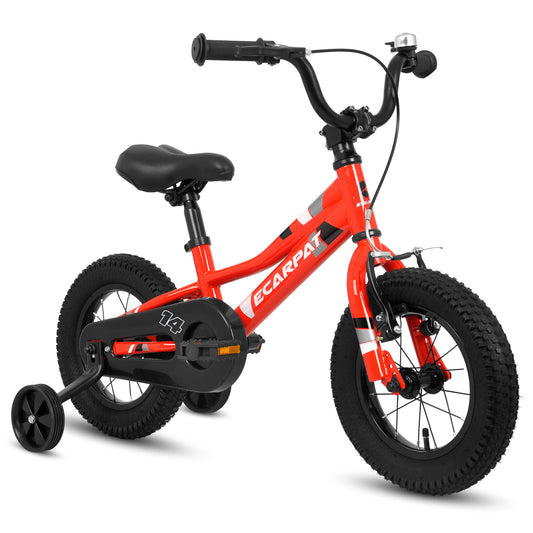 A14117 Ecarpat Kids' Bike 14 Inch Wheels, 1-Speed Boys Girls Child Bicycles For3-5Years, With Removable Training Wheels Baby Toys, Front V Brake, Rear Holding Brake