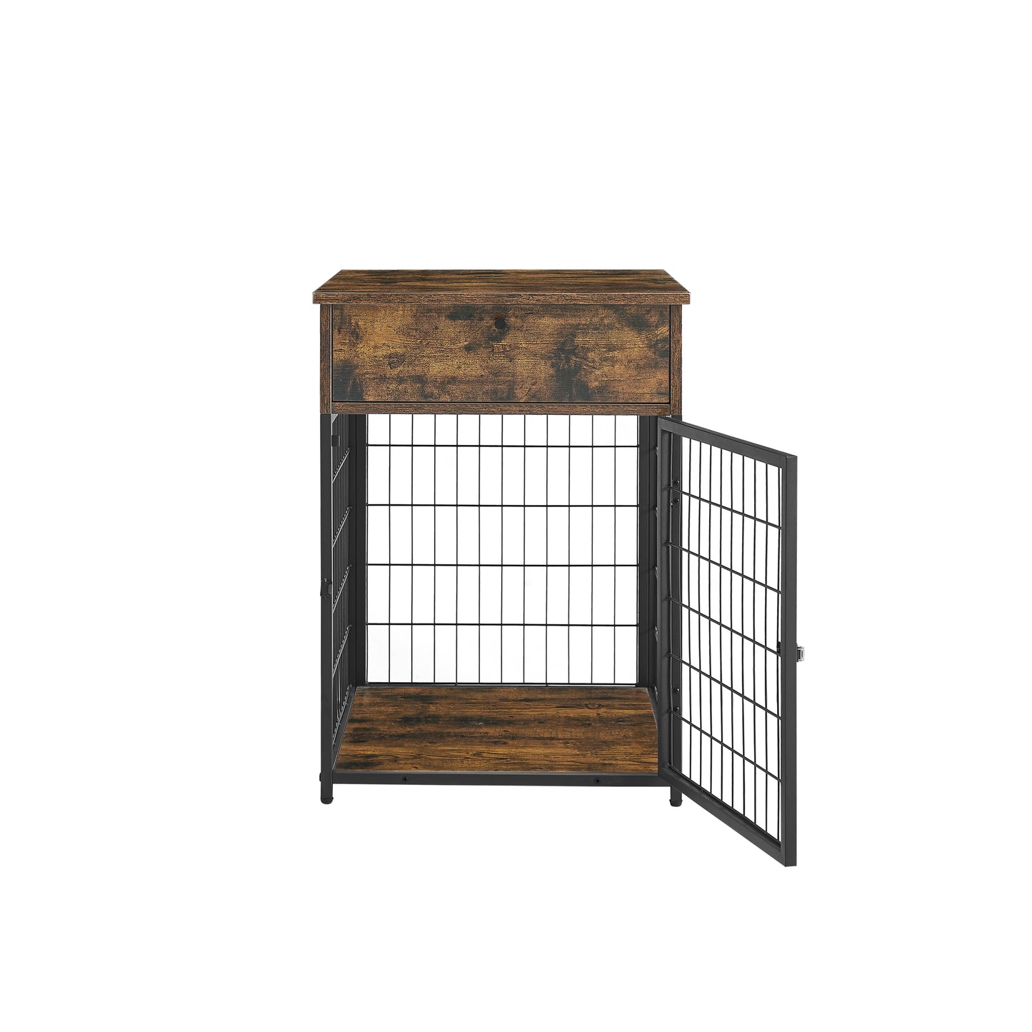 Furniture Style Wood Dog Crate End Table with Storage Console. Rustic Brown,19.69'' W x 22.83'' D x 26.97'' H.