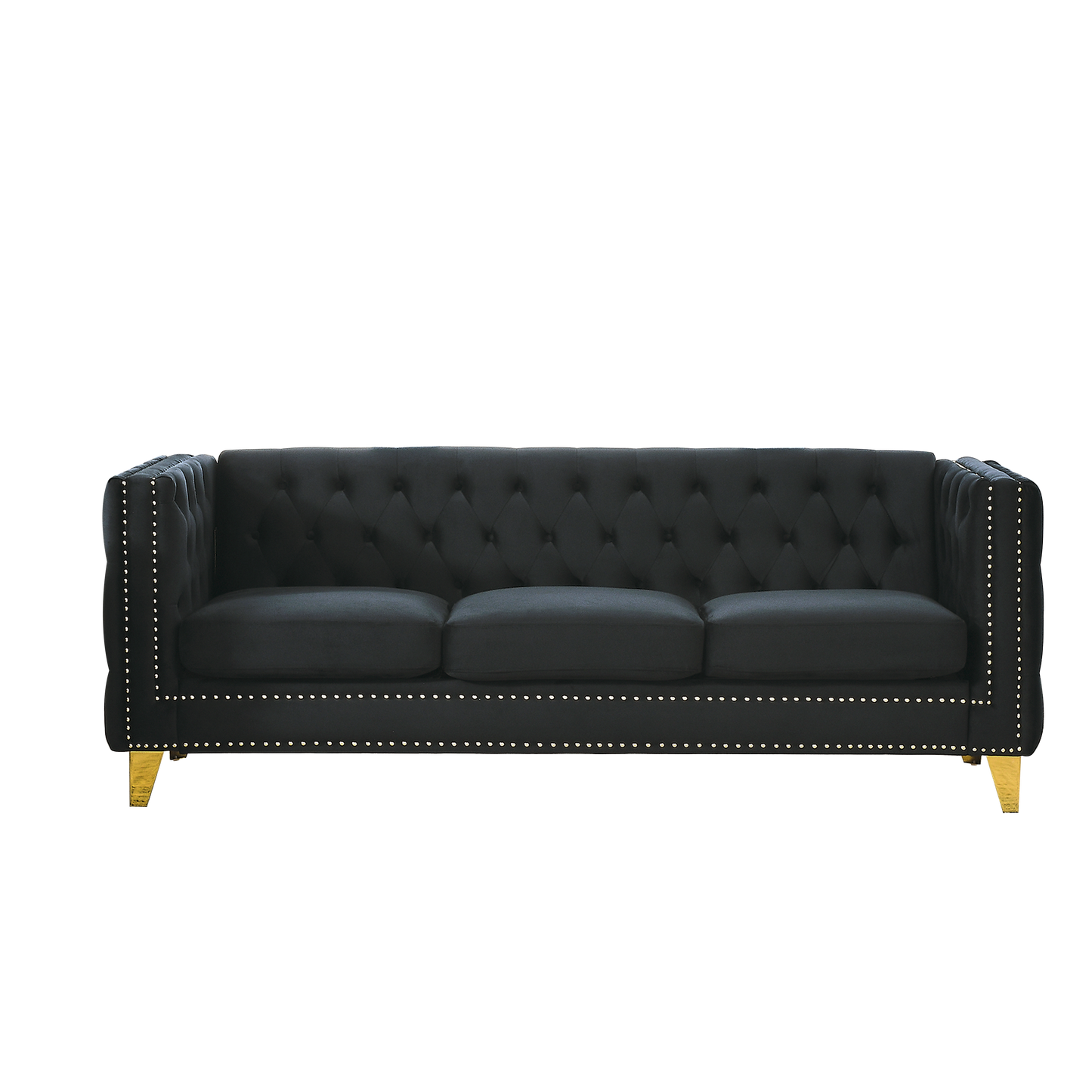 Black Velvet 3-Seater and 2-Seater Combination Sofa