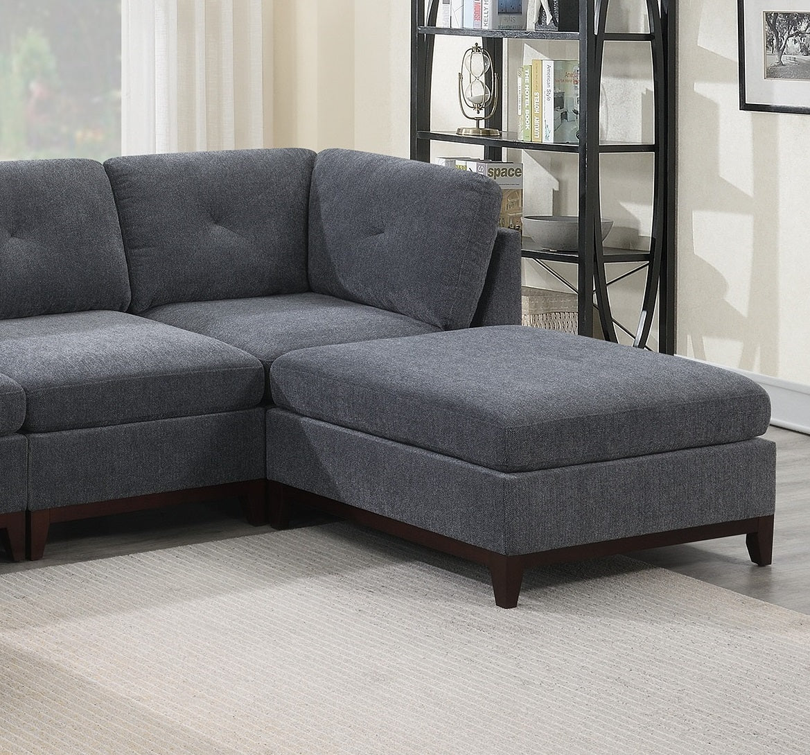 Ash Gray Chenille Fabric Modular Sectional 6-Piece Living Room Furniture Set