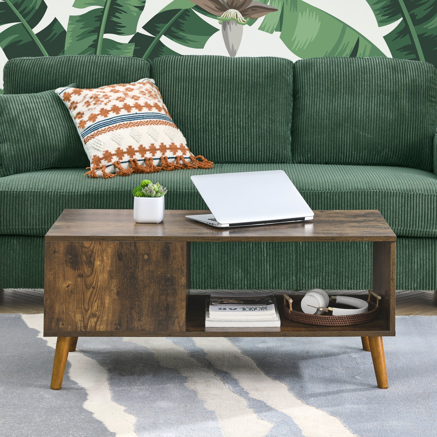 Living Room Coffee Table with Open Storage Shelf and Stylish Design