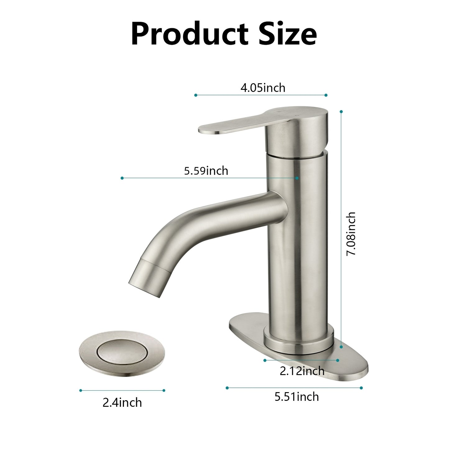 Waterfall Spout Single Handle Brushed Nickel Bathroom Faucet