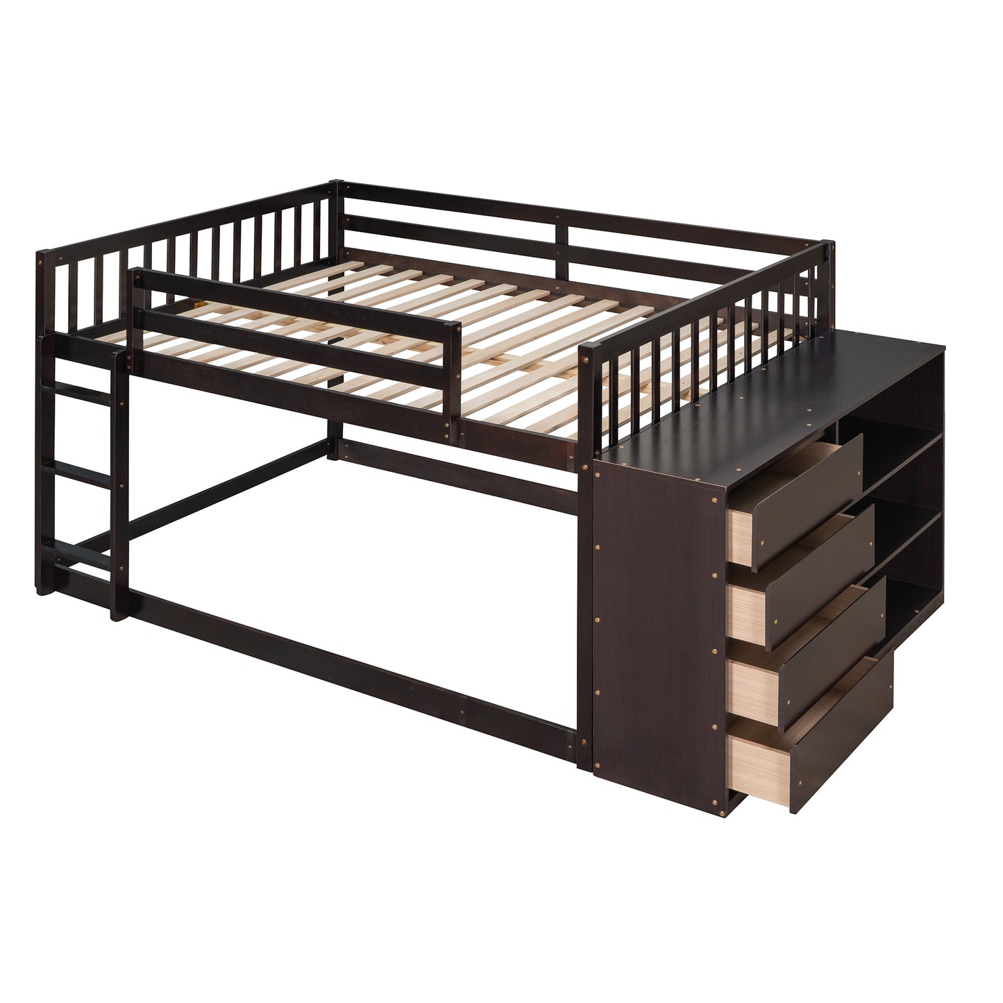 Espresso Bunk Bed with Ample Storage and Solid Construction