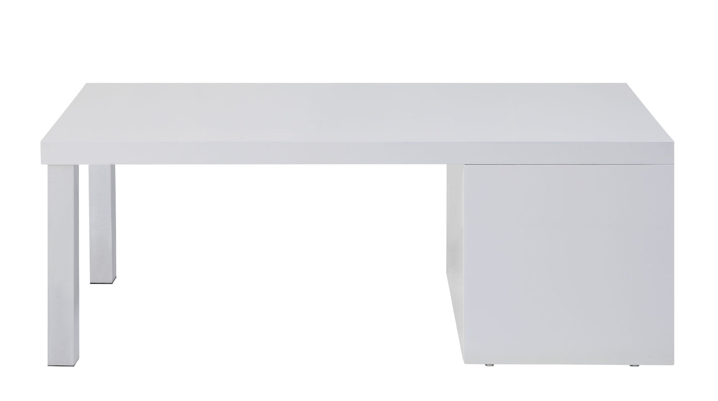 Modern White High Gloss Harta Coffee Table with Chrome Accents