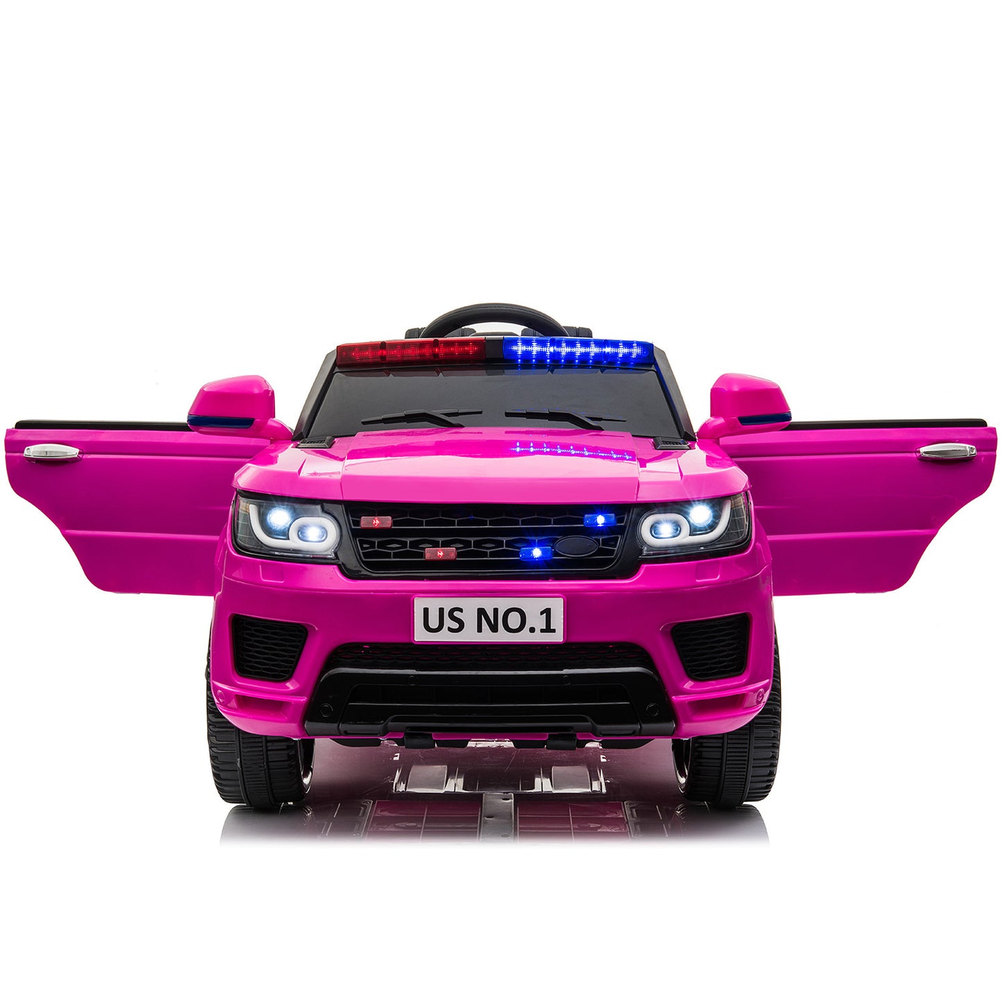 12V Kids Ride-On SUV Cop Car with Remote Control and Siren Sounds - Rose Red