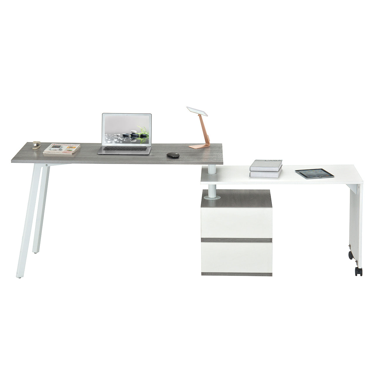 Rotating Grey Workspace Desk by Techni Mobili