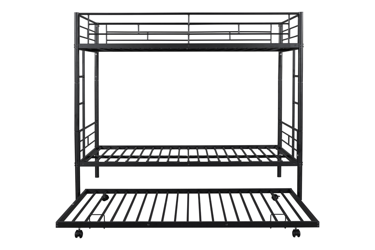 Metal Twin Bunk Bed with Trundle - Durable, Safe, and Quiet Sleep Haven