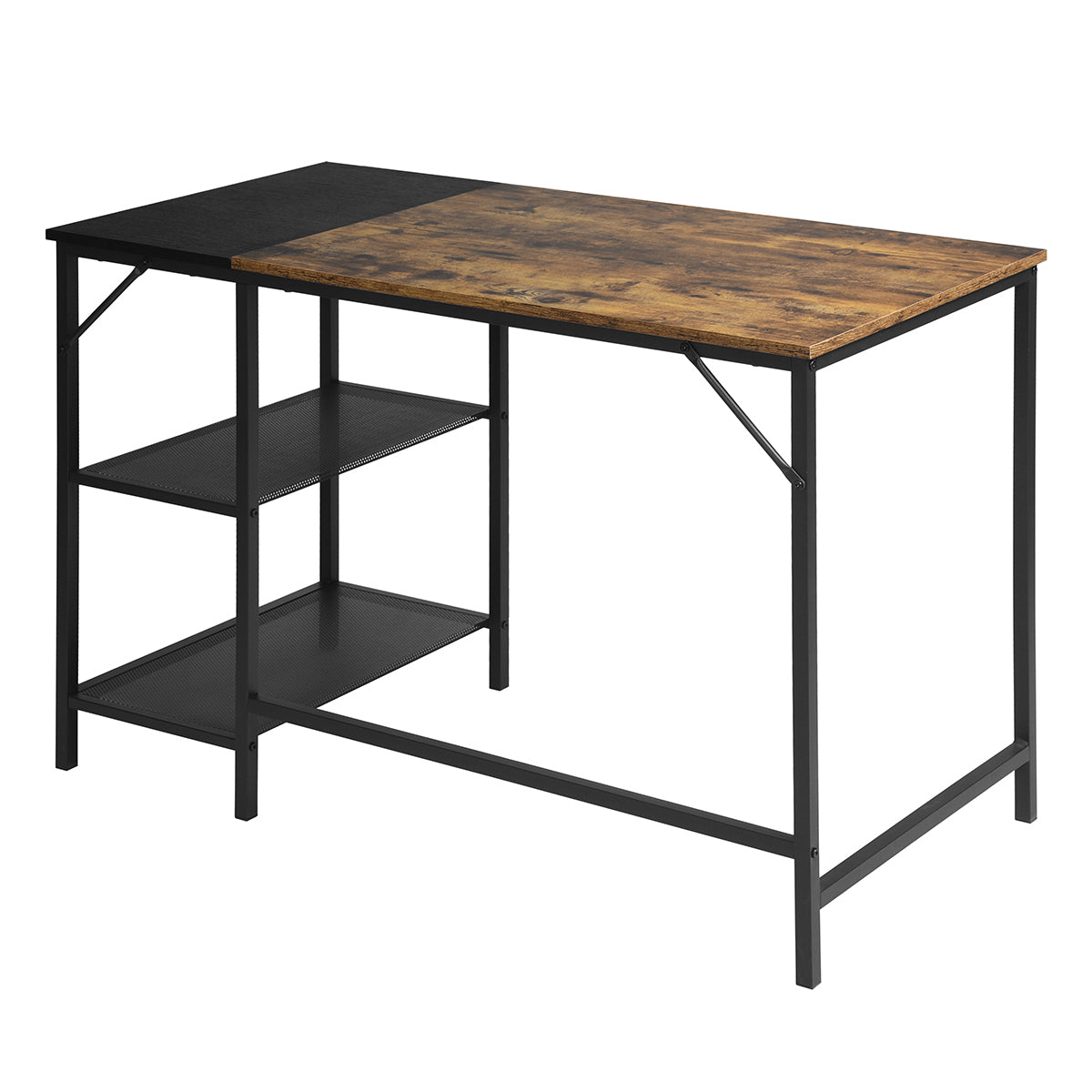 Retro-Modern Writing Desk with Storage Shelves for Stylish Home Office