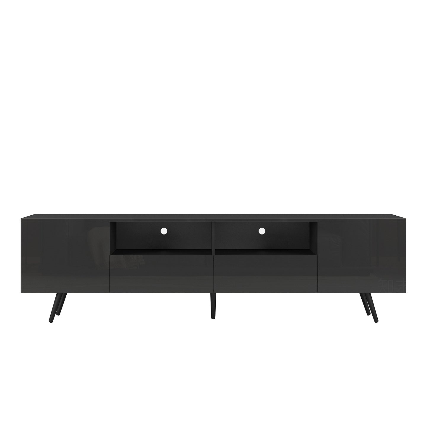 Sleek White TV Stand with LED Lights and Remote Control