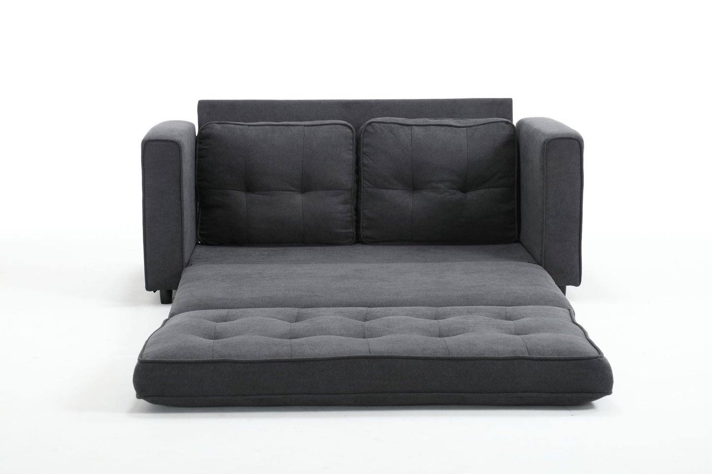 Convertible 3-Fold Sofa Bed with Side Storage, Velvet Linen Fabric