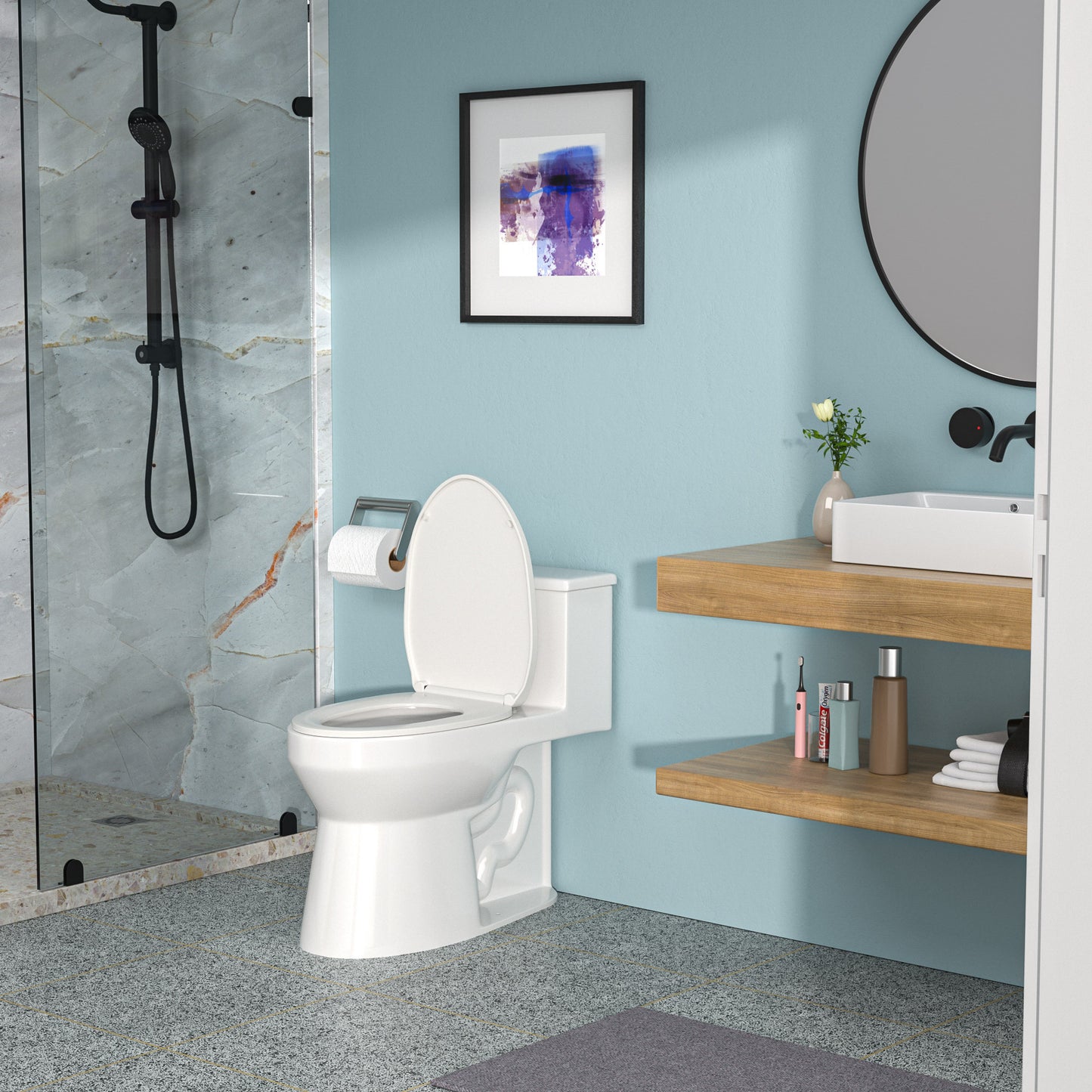 Ceramic One Piece Toilet,Single Flush with Soft Clsoing Seat