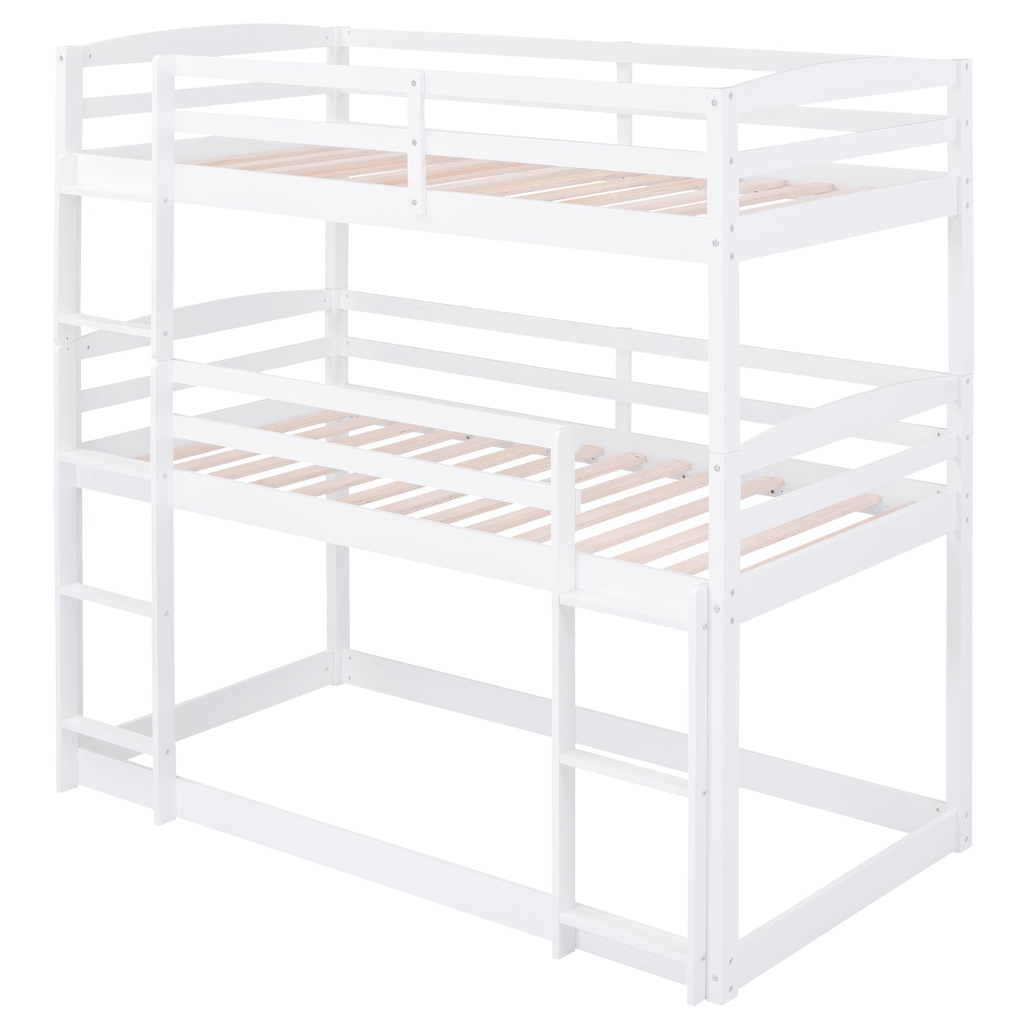 White Triple Bunk Bed with Three Twin Beds