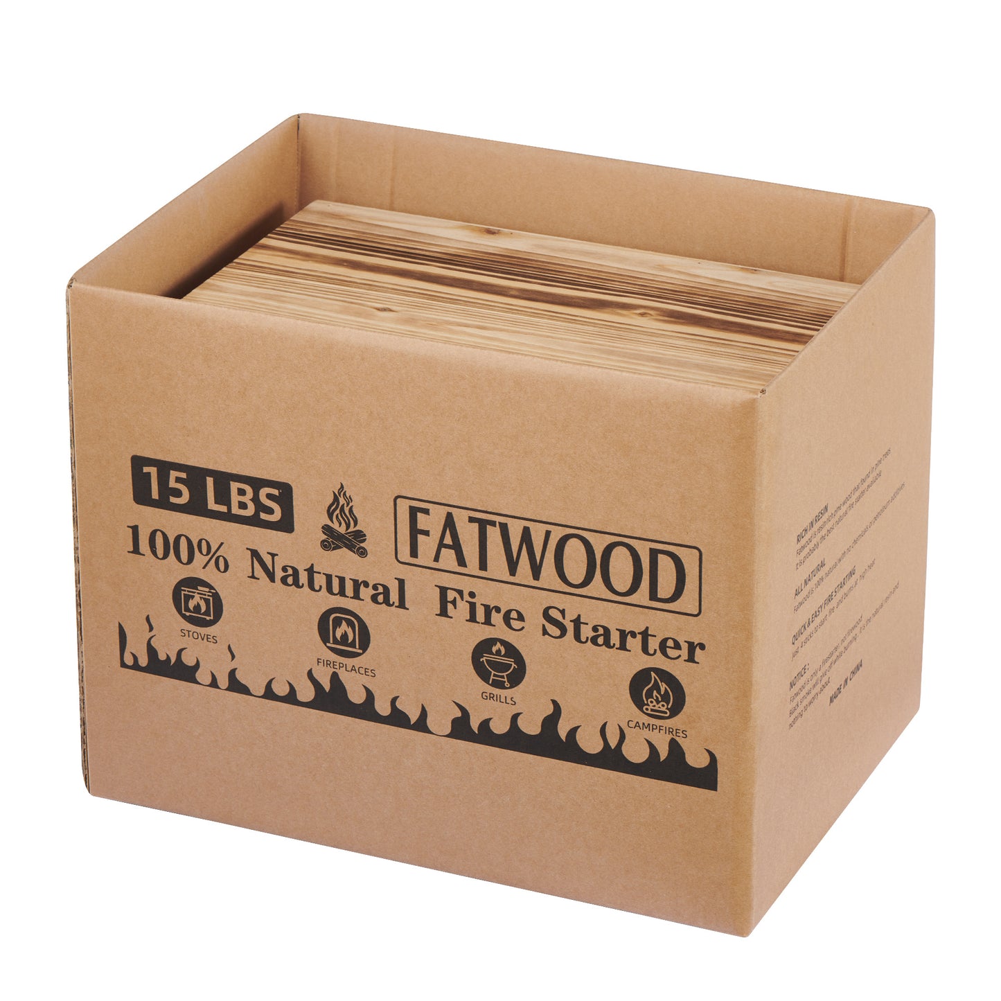 15 Lbs Fatwood Fire Starter Sticks in Gift Box , 100% Natural Kindling, Pine Firewood Firestarter for Campfire, Stove, Fireplace, Bonfires, Grill