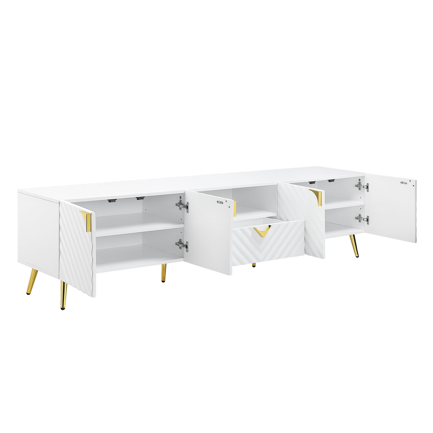 Gaines White High Gloss TV Stand with Gold Legs LV01138