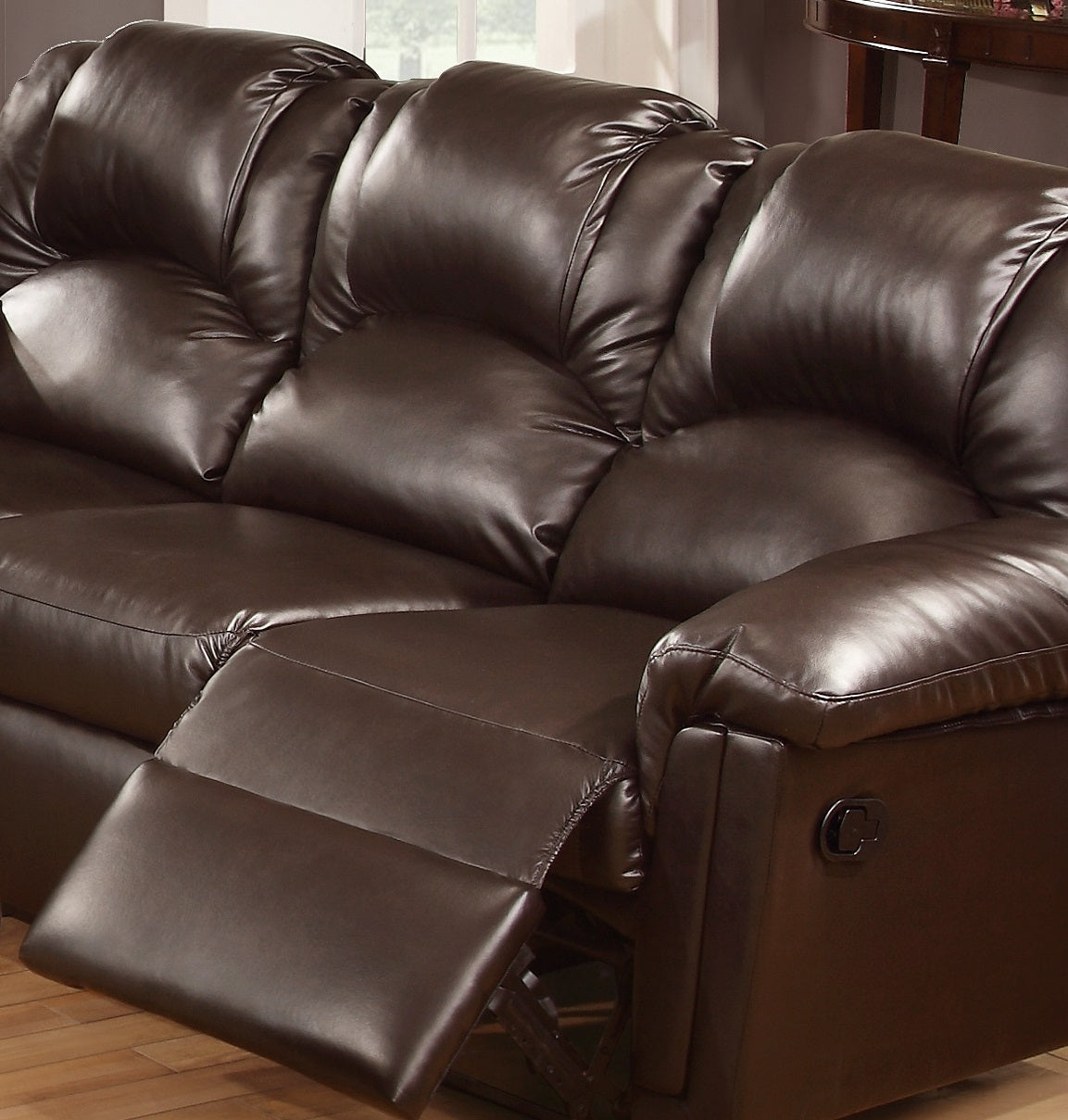 Brown Bonded Leather Recliner Chair with Metal Reclining Mechanism