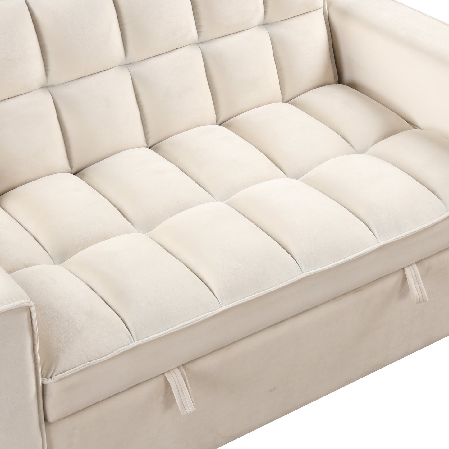 55.3 Multi-functional Sofa Bed with Cup Holder and USB Port for Living Room in Milky White