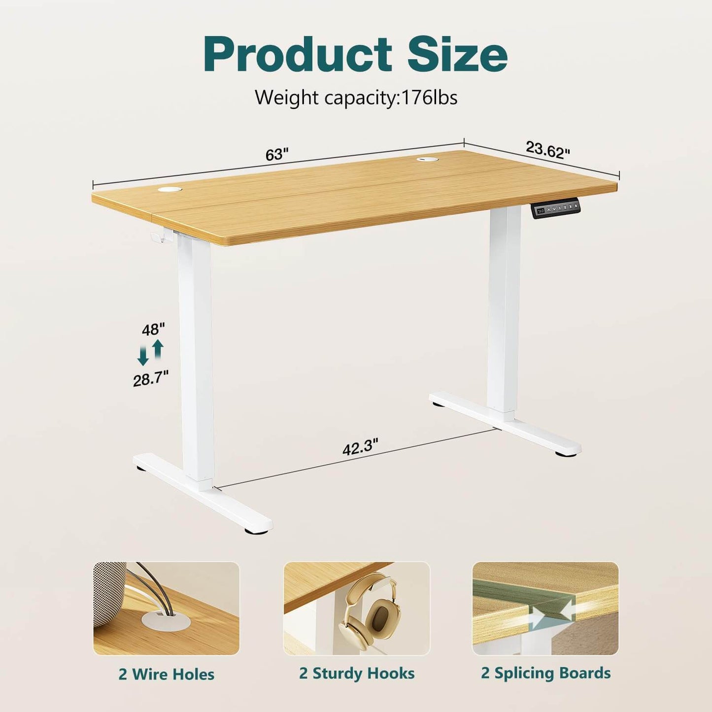 Adjustable Standing Desk with High-Quality Motor System in Yellow Finish