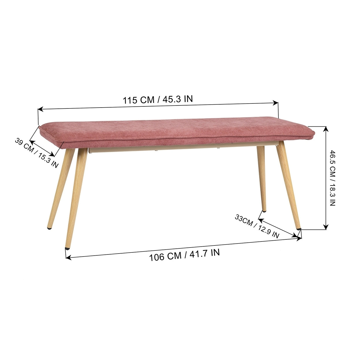 45.3" Dining Room Bench with Metal Legs - CORA