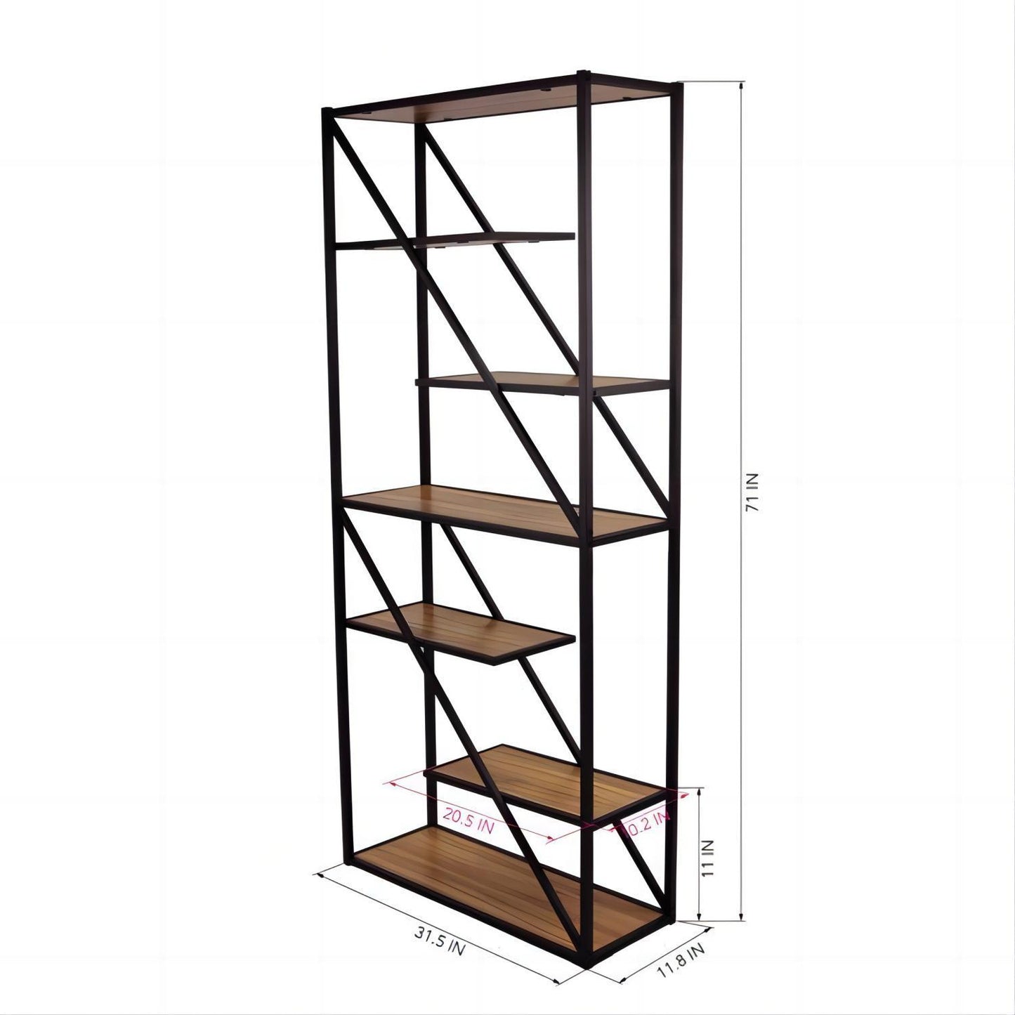 31.5" W * 71" H Metal Etagere Bookcase