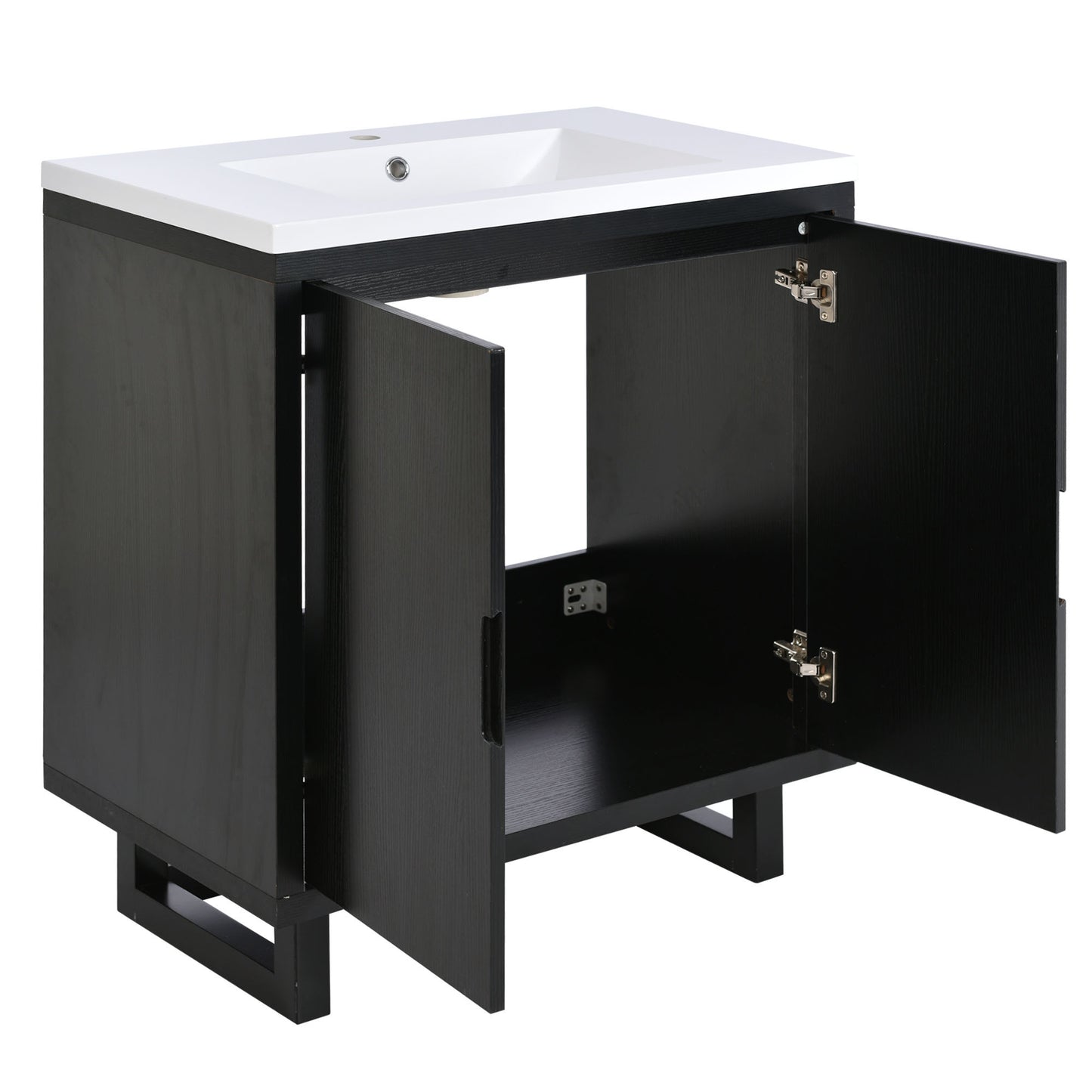 [Cabinet Only] 30" Bathroom vanity, black(Sink not included)