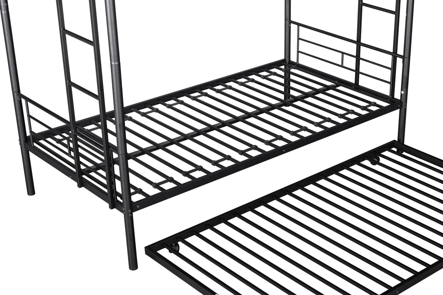 Metal Twin Bunk Bed with Trundle - Durable, Safe, and Quiet Sleep Haven