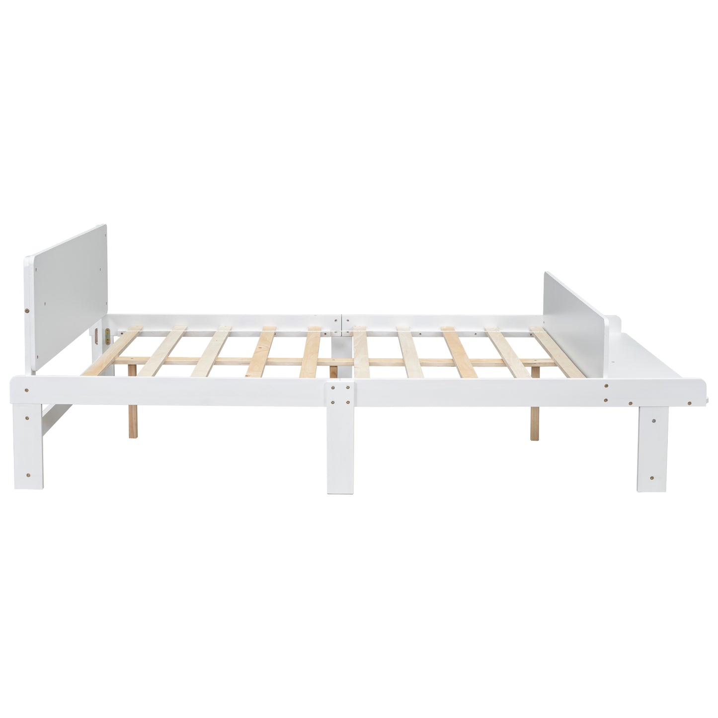 Full Bed with Footboard Bench,White