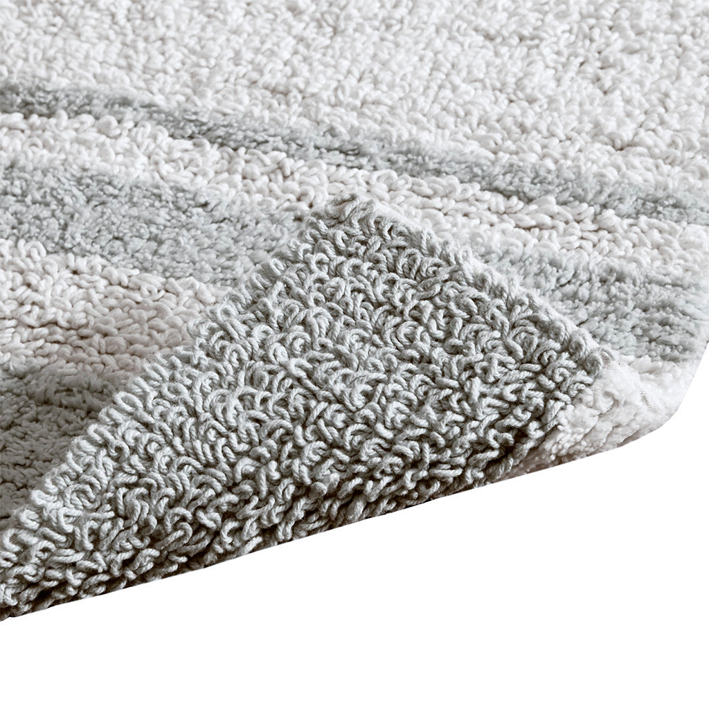 Reversible Spa Cotton Bath Rug with Casual Stripes