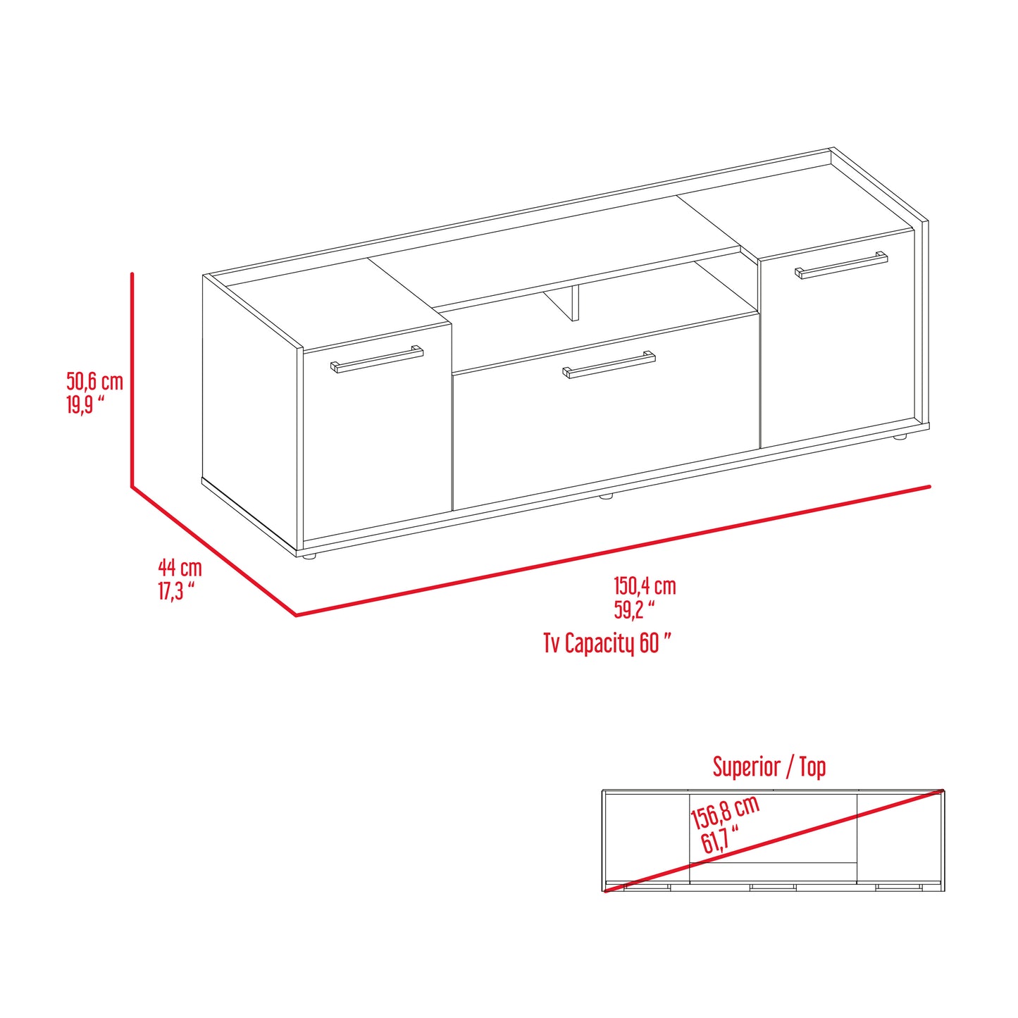 Brock Rectangular TV Stand in Dark Walnut with Two Doors