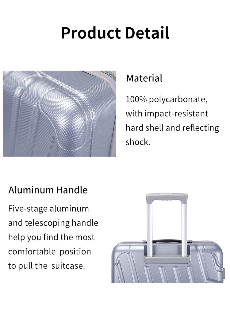 Pure PC 16" Hard Case Luggage Computer Case With Universal Silent Aircraft Wheels Silver