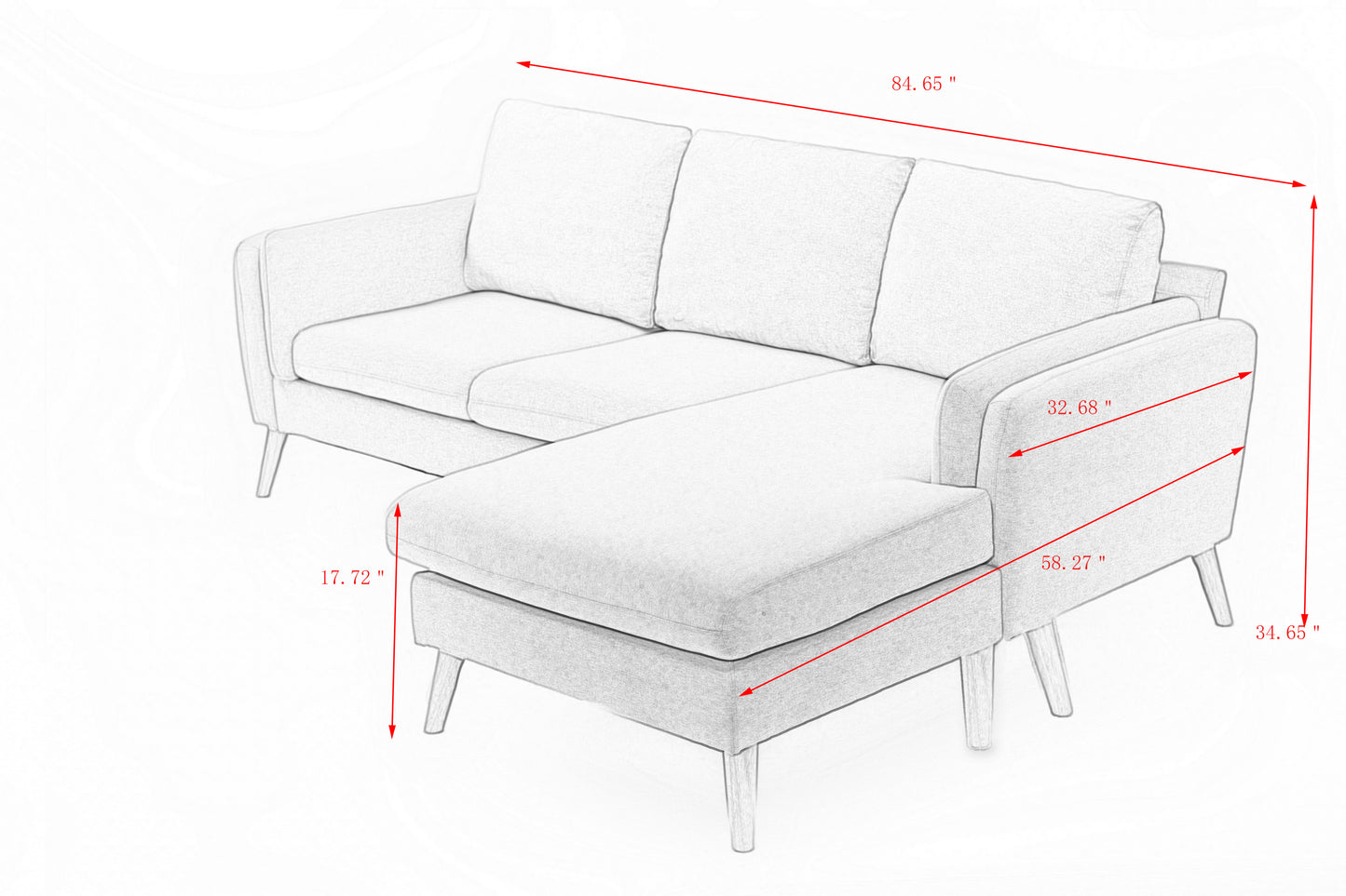 L-Shaped Dark Gray Sofa with Interchangeable Footrests and Double Armrests