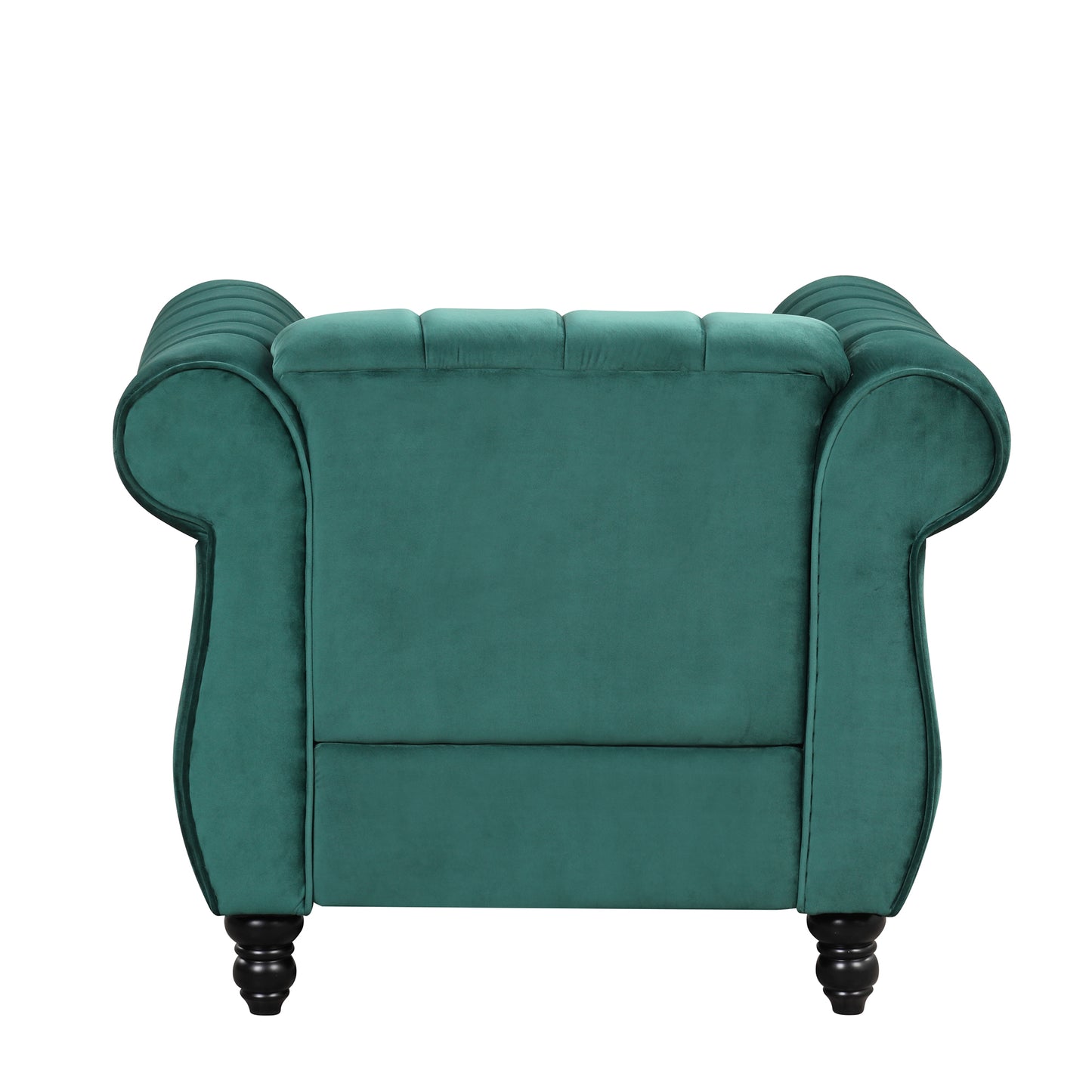 Modern Green Upholstered Sofa with Tufted Backrest and Solid Wood Legs