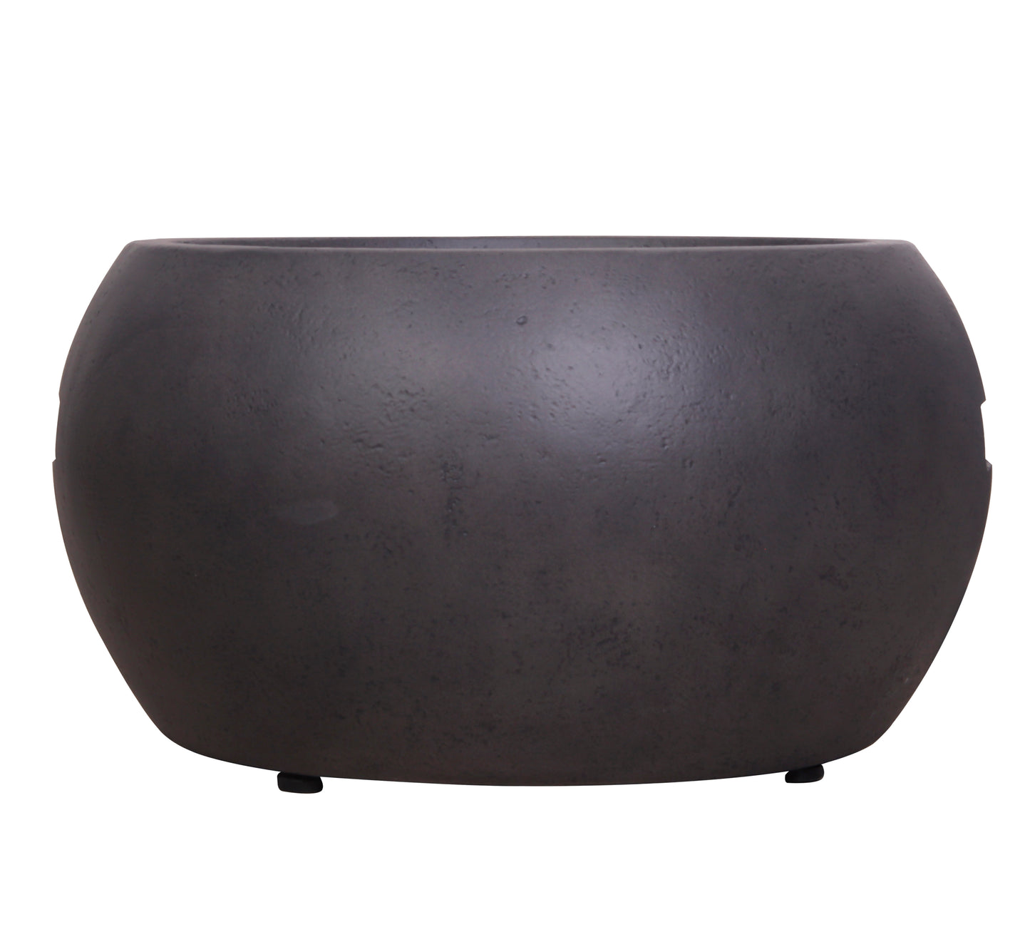 Round Dark Propane Outdoor Fire Pit with Faux Concrete Texture