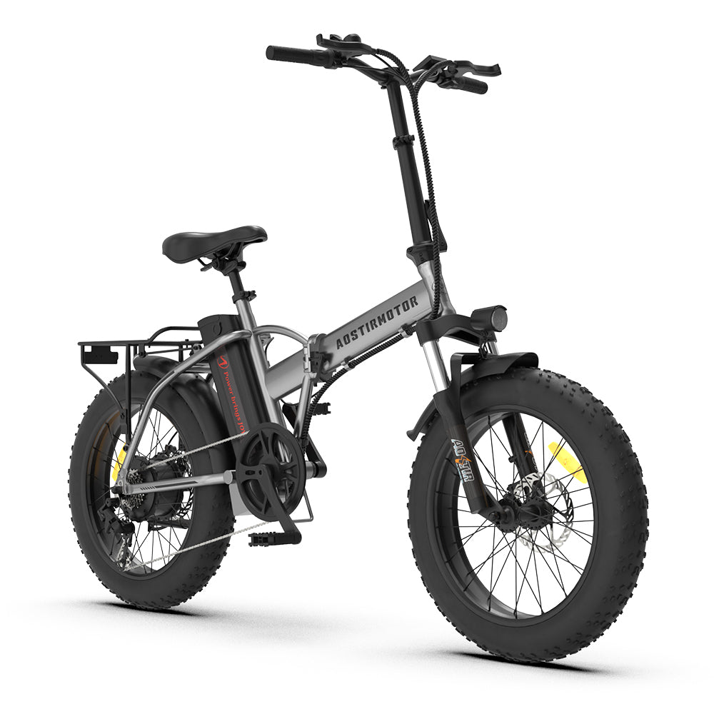 AOSTIRMOTOR Folding Electric Bike Ebike Bicycle 750W Motor 20" Fat Tire With 48V/12.5Ah Li-Battery Beach Snow Bicycle  A30