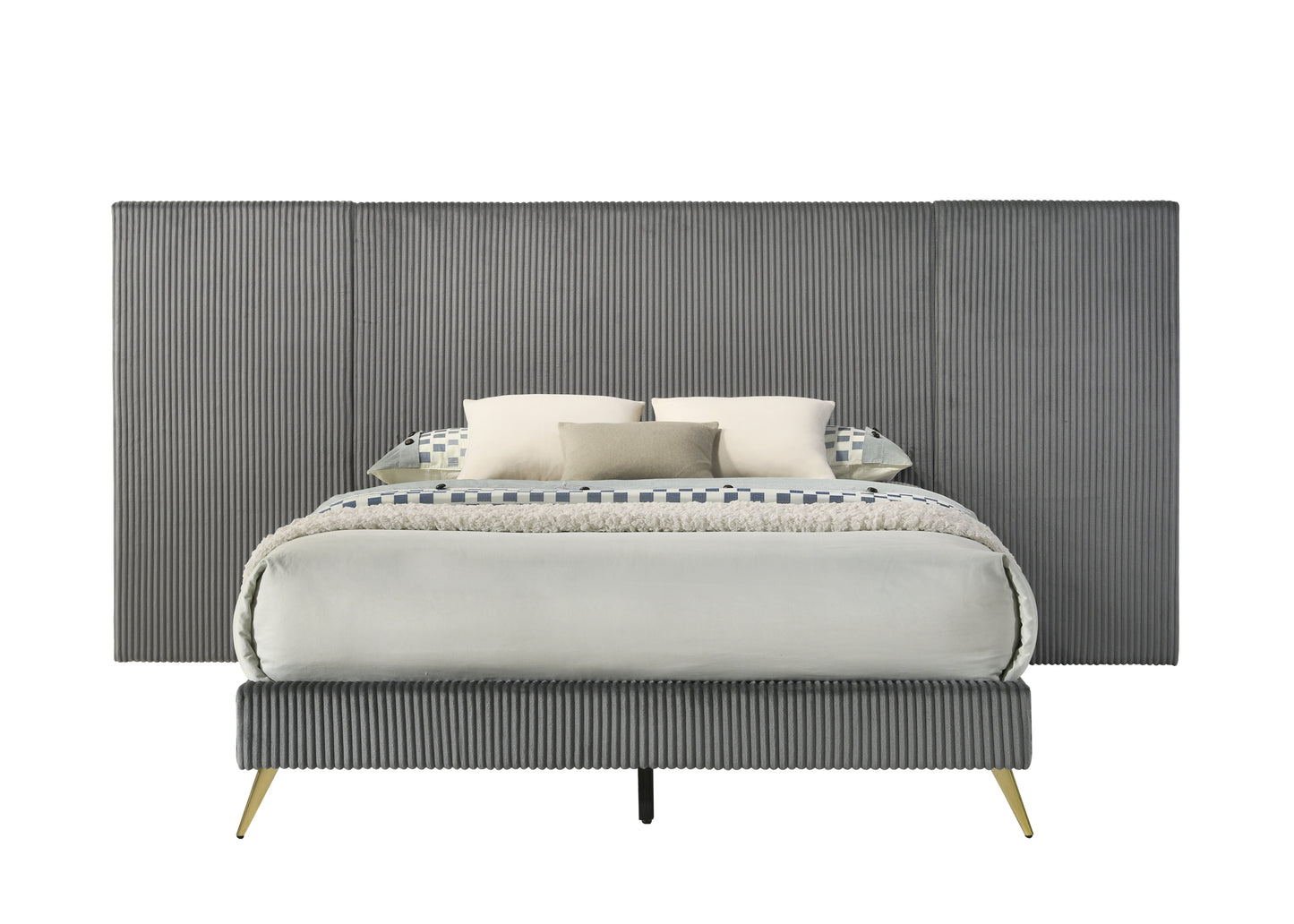 Muilee Queen Bed , Gray Fabric BD01741Q