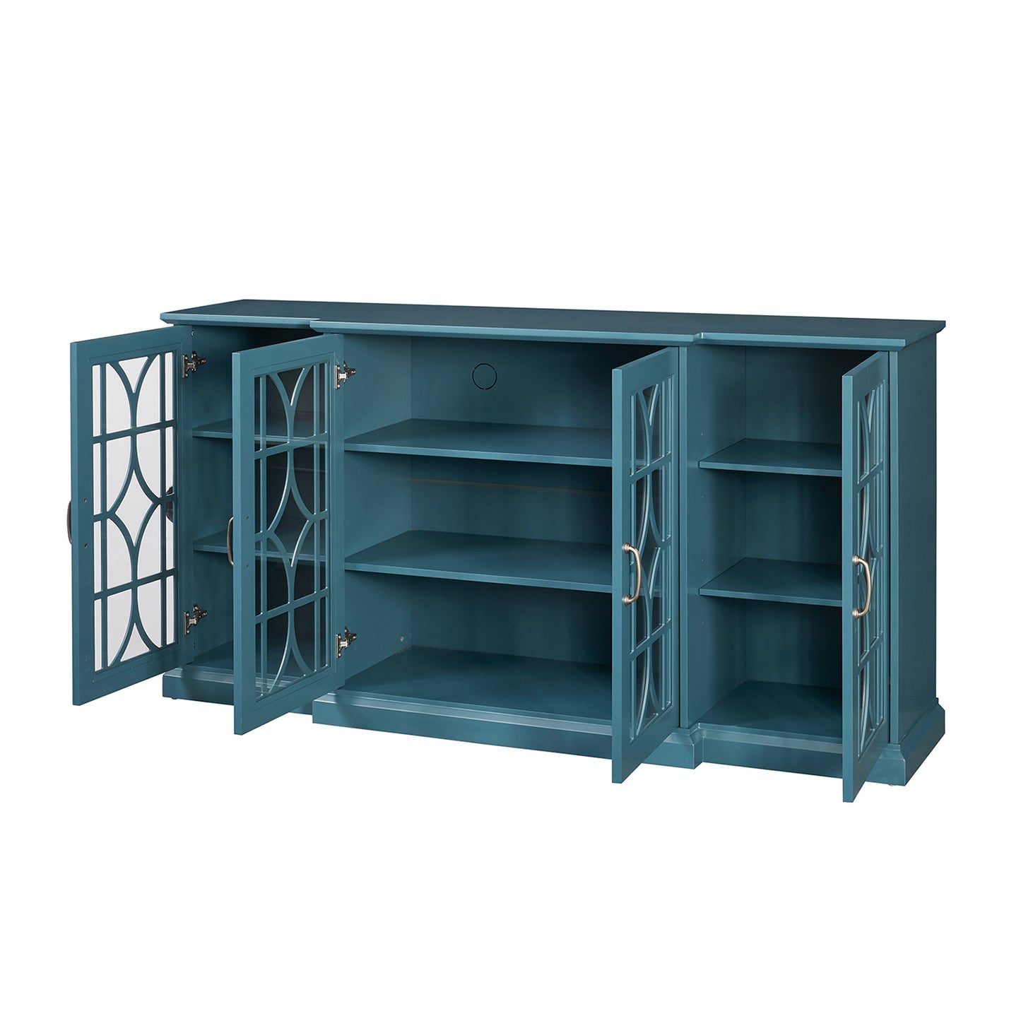 63 Teal Blue TV Stand and Storage Sideboard Buffet