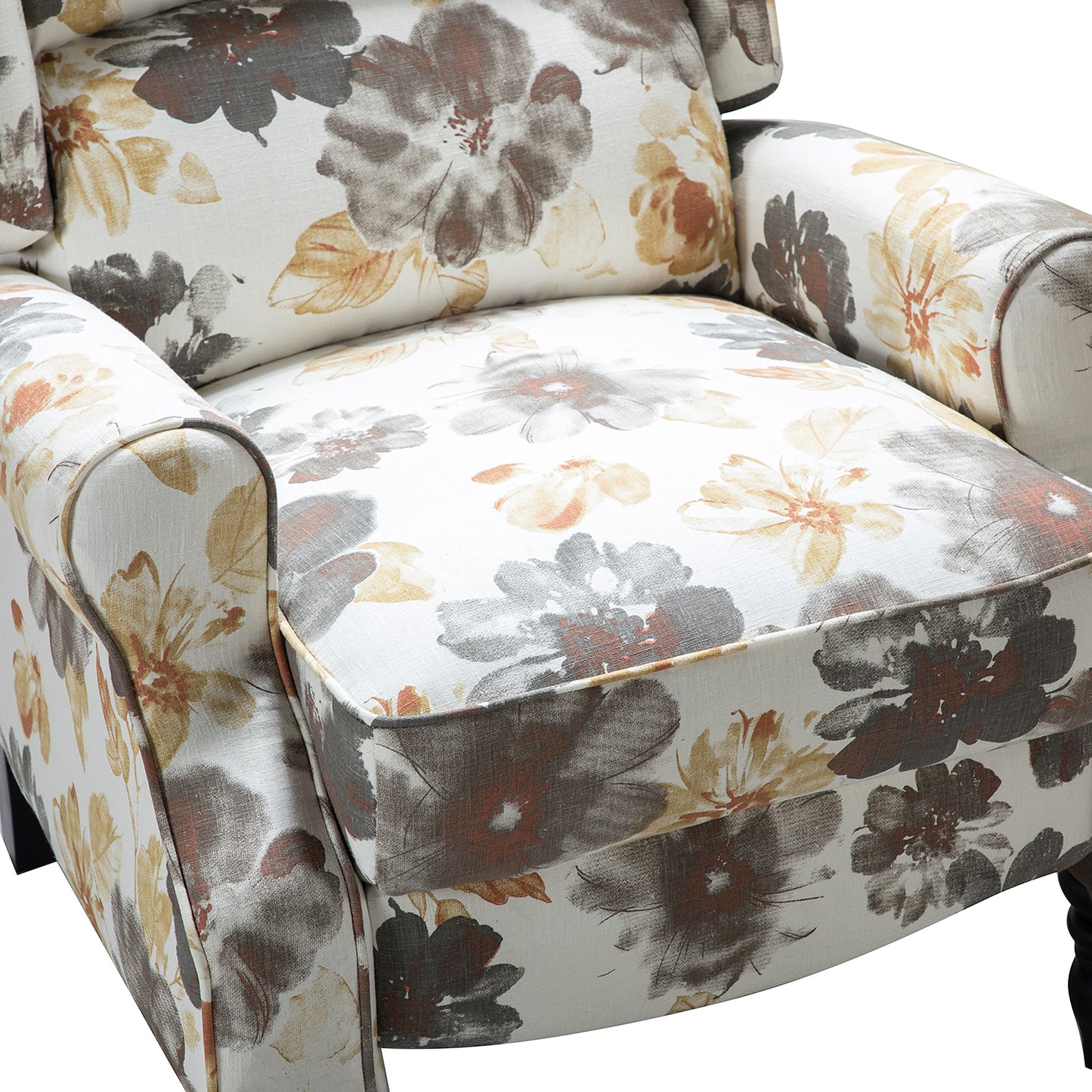 Nakura Blossom Manual Recliner in Gray with Flower Pattern