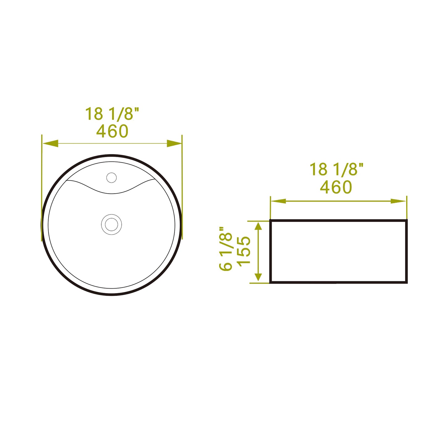 Vessel Bathroom Sink Basin in White Ceramic