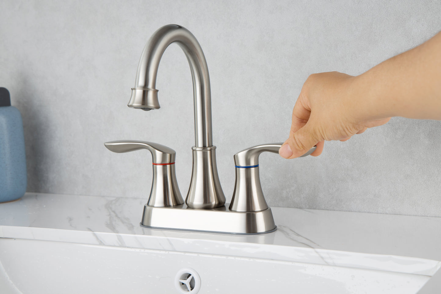 Brushed Nickel 2-Handle Lavatory Faucet with Metal Pop-up Drain and Supply Lines