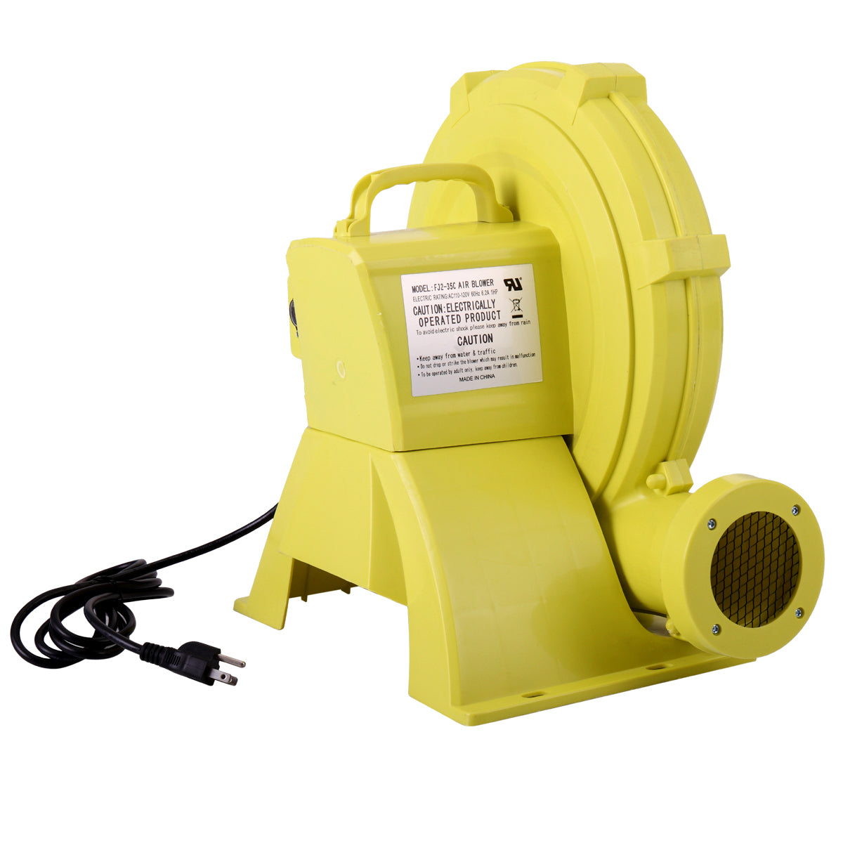 680 W Air Blower, Pump Fan for Inflatable Bounce Castle, Water Slides, Safe, Portable - Yellow and Green