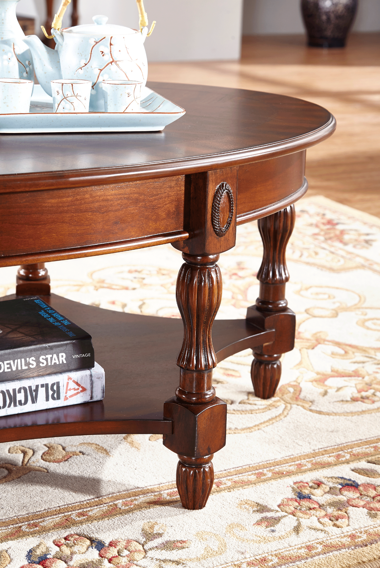 Luxurious American Cherry Wood Coffee Table with Built-in Drawer