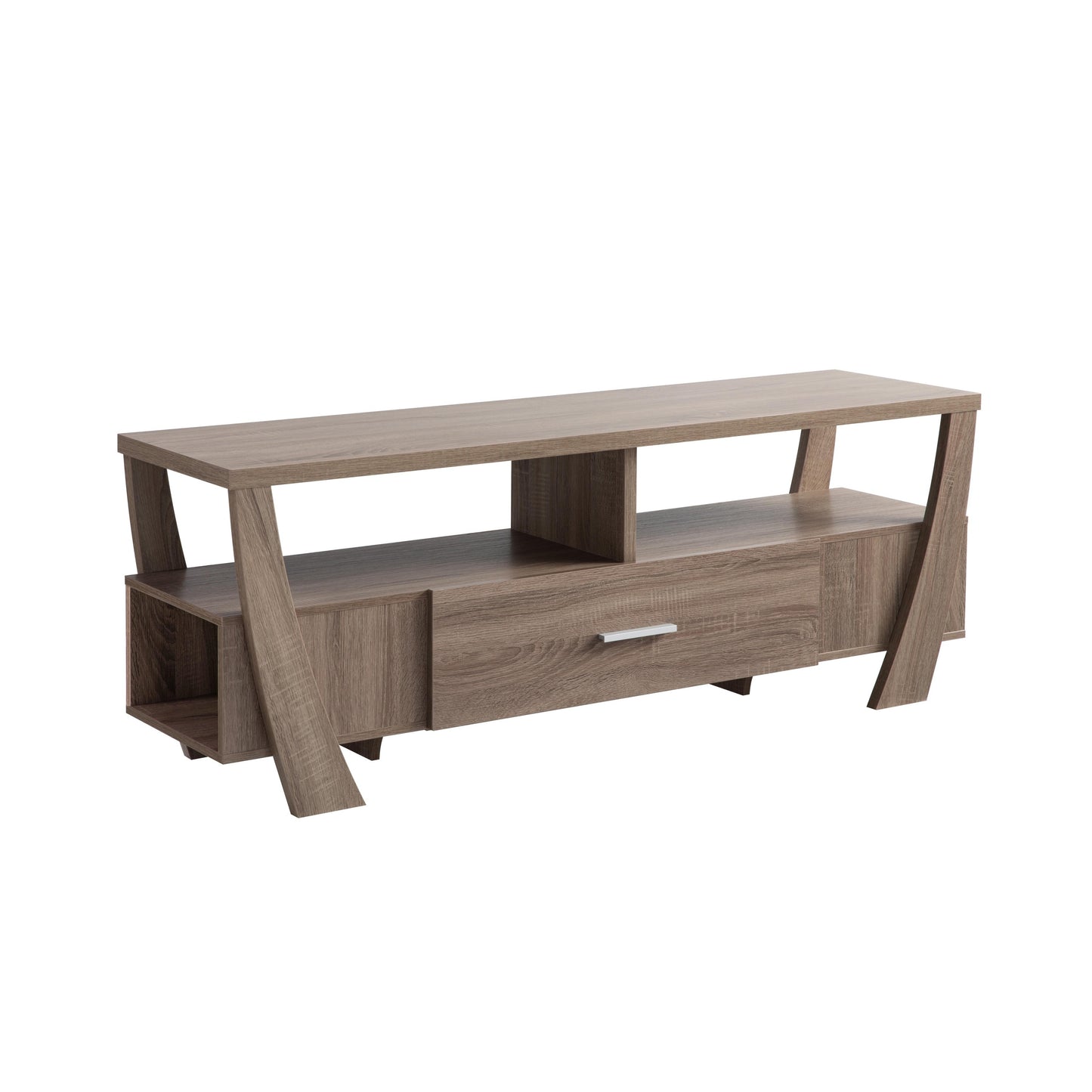 Dark Taupe TV Stand with Storage and Display Shelves from ID USA