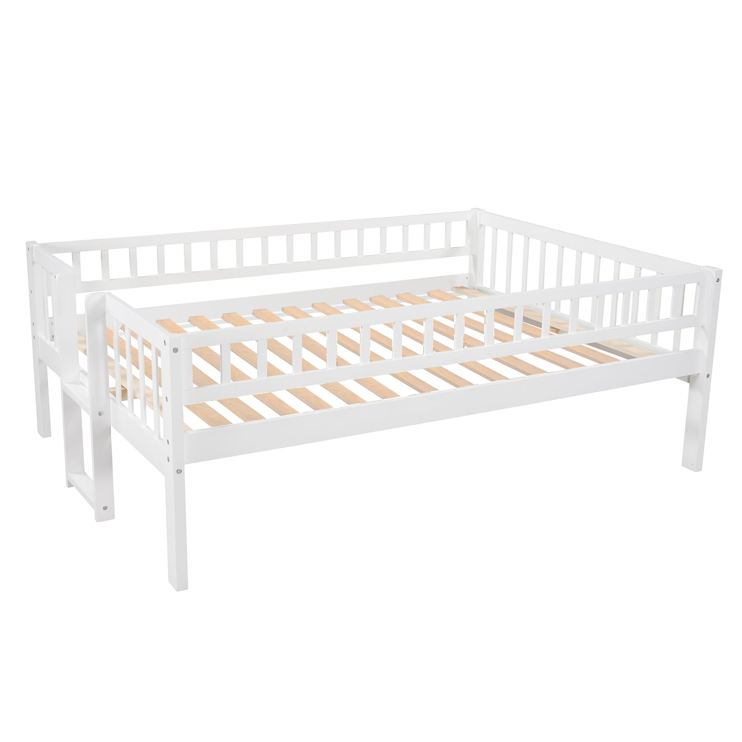 Three-Tier Bunk Bed with Versatile Sleeper Options, Slide, and Ladder, White