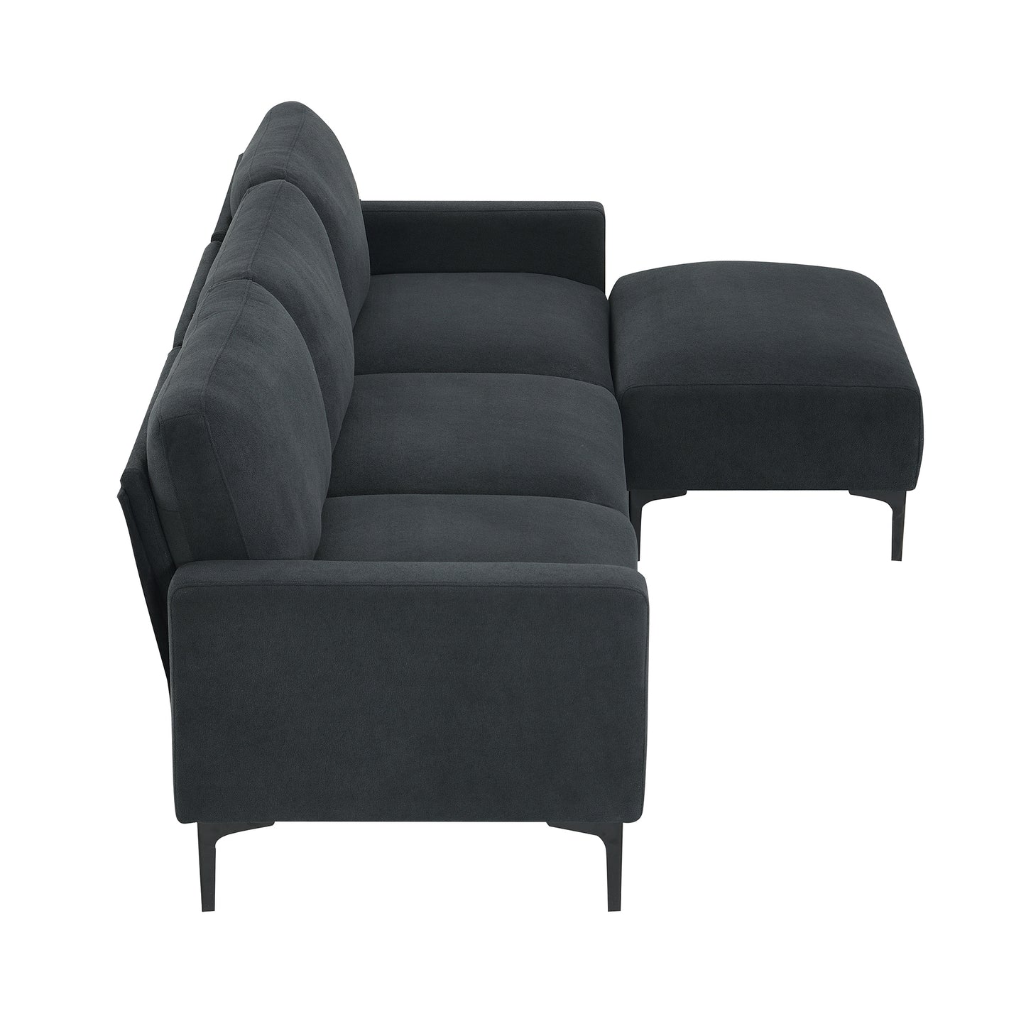 Modern L-shaped Sectional Sofa with Convertible Ottoman for Living Spaces